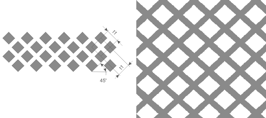 Квадратная перфорация диагональная Квадратная перфорация диагональная